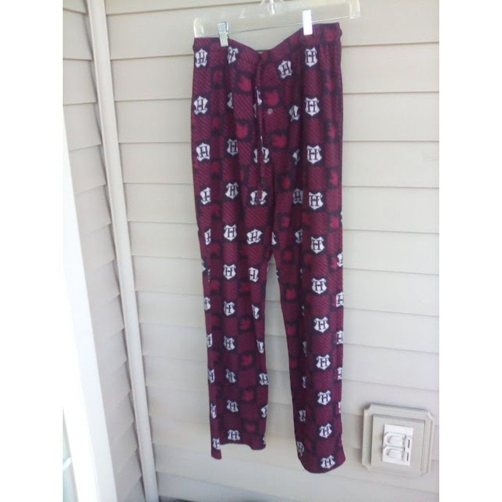 Harry Potter Men's Fleece Hogwarts Red Black Gray Pajama Pants size Large
